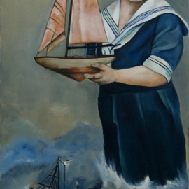 Kind im Matrosenkleid mit Segelboot Galerie Z